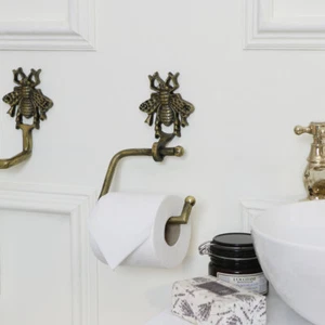Porta rotolo WC bombo ottone binario gancio bagno eccentrico arredamento metallizzato - Foto 1 di 3