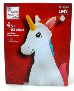 Home Accents Holiday 4,50 Fuß vorbeleuchtet luftgeblasen aufblasbar Weihnachten EINHORN Hof - Bild 1 von 11