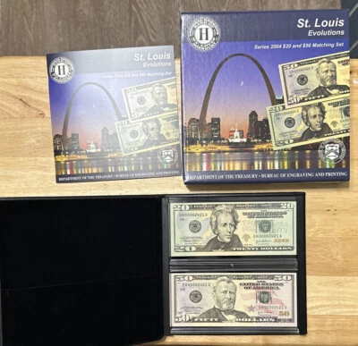 2004 Series St Louis $20 & $50 Evolutions Set Matching Serial Number 00002421 - Image 1 of 4