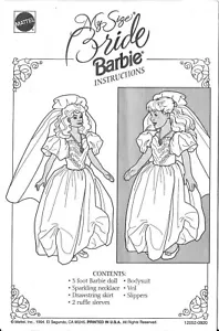 HOJA DE INSTRUCCIONES BARBIE MY SIZE NOVIA tarjeta de registro 94 Mattel - Imagen 1 de 5