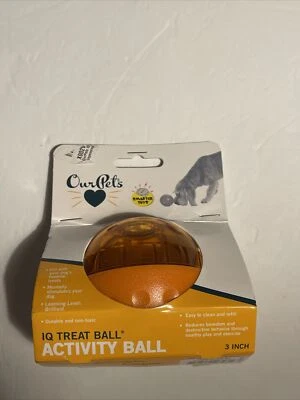 OurPets Interactivo Inteligente IQ Treat Ball Alimentación Lenta Perro Juguete Naranja 3 Pulgadas Foto 1 de 3