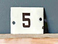 Number 5 Vintage Enamel House Numbers Made in Europe Room Hotel FREE POSTAGE