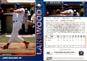 Jake Blalock 2004 Choice Lakewood Blueclaws #2 Card *AutographDen*