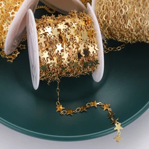 3.28 Feet Star Link Chain for Jewelry Making Women Necklace Chain Roll For DIY - Picture 1 of 3