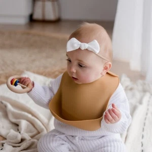 Silicone Baby Feeding Bib mustard yellow - Picture 1 of 3