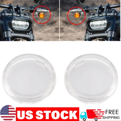 For Harley Sportster 1200 883 Dyna Clear Lens Turn Signal Light Cover Lens 2PCS - Image 1 of 4