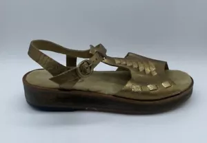 Calleen Cordero Metallic Gold Woven Leather Platform Sandal Womens 8 EUC - Picture 1 of 8