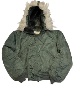 Original 1974 USAF US Air Force N-2B Flight Heavy Jacket Attached Hood Large - Picture 1 of 19