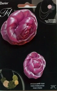 Set of 2 Pink Iridescent Roses Fabric Accessories New - Picture 1 of 2