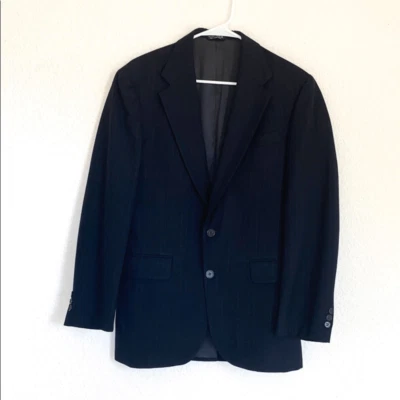 Botany 500 Navy Blue Long Sleeve Sport Coat Jacket Striped Pure Wool - Image 1 of 4