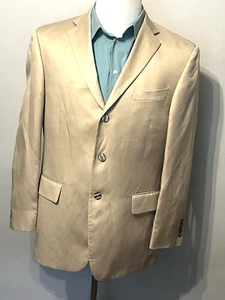Geoffrey Beene Beige Linen Blend Sport Coat Jacket 3 Button Single Vent Sz 42R - Bild 1 von 13