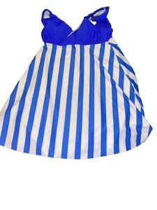 Damen Tankini Oberteil weiß blau Gr. Small gepolstert abnehmbare Pads Bademode gestreift - Bild 1 von 7