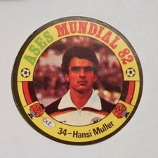 US/Soccer 1 Card #34  Hansi Muller  ASES MUNDIALES ESPAÑA 1982 Futbol  Reyauca