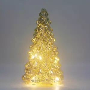 Mercury Glass Christmas Tree with Timer, with Fairy Lights, Lighted Glass Tablet - Picture 1 of 6