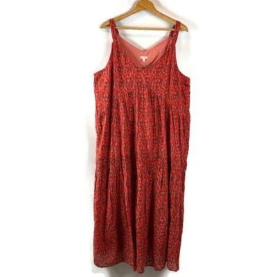 Maxi Vestido Joie Para Mujer Talla XXL Rojo Sin Mangas Cuello en V Pullover Algodón en Niveles Foto 1 de 4