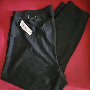 NWT TORRID 15057610 41 BLACK LIQUID CUTOUT CROP SPANDEX LEGGINGS SIZE 2 - Picture 1 of 8