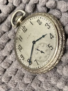 ART DECO pocket watch ELGIN c 1925 7 jewels grade 303 USA case 12s IWC Co case - Picture 1 of 5