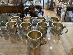 Set 9 tazze vintage Towle placcato argento punzone manico floreale - Foto 1 di 7