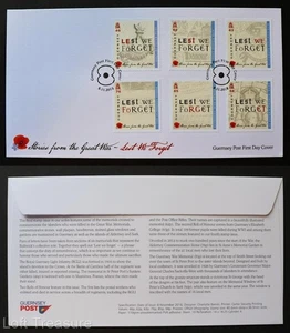 Guernsey Stamps: "Stories from the Great War - Lest We Forget" FDC 2018 - Picture 1 of 3