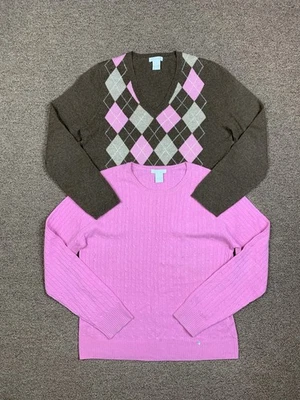 Tweeds Cashmere Knit Sweater Bundle Lot Of 2 Womens XL Cable Argyle Pullover - Image 1 of 4