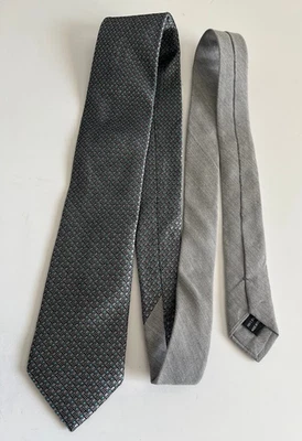 Corbata Samuelsohn Gris Dos Tonos Geométrica Para Hombre 100% Seda Hecha en Italia Foto 1 de 4