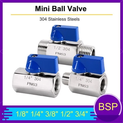 Ball Valve 1/8"1/4"3/8"1/2"3/4" BSP Male Female Stainless Steels Mini Ball Valve - Image 1 of 4