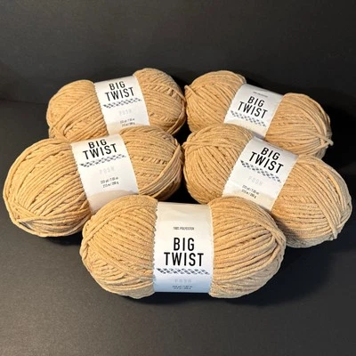 LOT OF 5 Joann Big Twist Posh Soft Chenille Yarn Croissant Tan New Discontinued  - Image 1 of 4