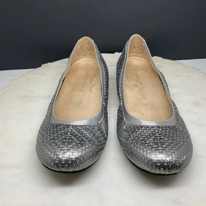 Vionic Anita Shoes Womens 9 Wide Ballet Flats Silver Leather Slip On Comfort - Imagen 1 de 8