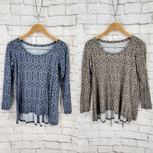 J Jill Pima Cotton Top Lot Of 2 XSP Back Tie Print Classic Work Office Flowy - Picture 1 of 9