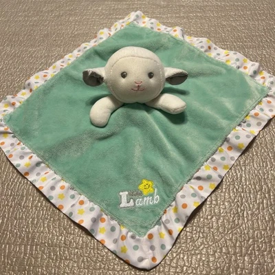 Geranimals Little Lamb Lovey Mint Green Polka Dots White Baby Security Blanket - Image 1 of 4