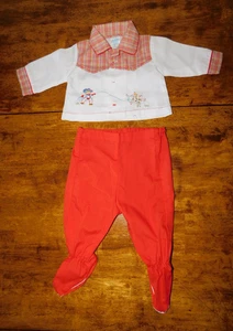 Vintage Cradle Togs Baby Boy 2 Piece Outfit Cowboy & Cows 0-6mo - Picture 1 of 11