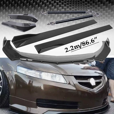 For Acura TL Carbon Fiber Front Bumper Lip Splitters Side Skirt+Strut Foto 1 de 4