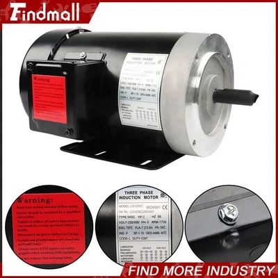 1800 RPM 2 HP 3 Phase 56C Frame General Electric Motor TEFC 230 / 460 Volt 60 HZ - Image 1 of 4