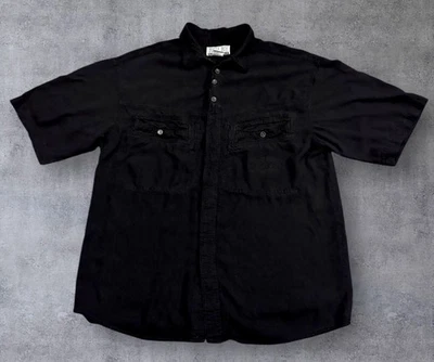 VTG Bugle Boy Men Black Button Up Shirt With Pockets Sz Medium Pockets 90s - Image 1 of 4