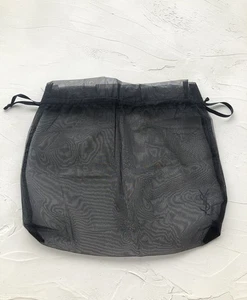 YVES SAINT LAURENT Beauty Pouch Kordelzug TASCHE 11x12 Schwarz Organza Gaze YSL - Bild 1 von 5