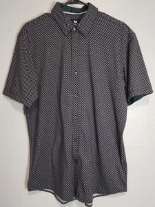 Buttercloth Shirt Mens Large Dark Blue Navy All Over Print Button **Icy Cotton** - Picture 1 of 7