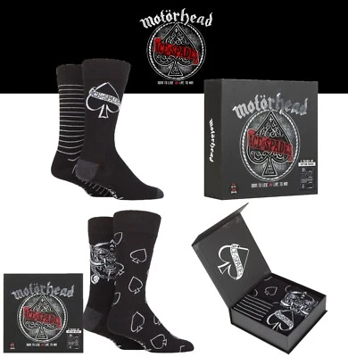 SOCKSHOP Men's Motorhead Gift Boxed Cotton Socks - "Ace of Spades" Album Art, 4 Pair Pack