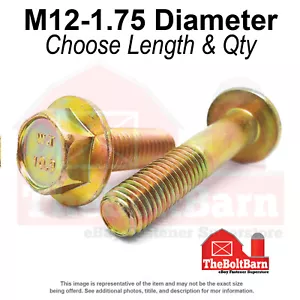 Tornillos de brida hexagonal M12-1.75 clase 10.9 pernos de marco zinc amarillo (elige longitud y cantidad) - Imagen 1 de 12
