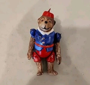 Vintage 3" handbemalter Porzellan Affe mit Gelenken und Fez Weihnachtsschmuck - Bild 1 von 4
