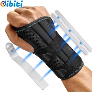 Tutore Polso Sinistro Con 3 Stecche Metallo, Polsiera Ortopedica Regolabile E Tr - Foto 1 di 14