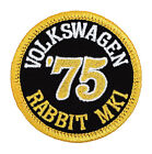 1975 Volkswagen Rabbit Mk1 Embroidered Patch Black Twill/Yellow Iron-On Sew-On