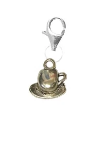 ch13 Cup & Saucer Silver tone on Sterling Silver 925 Trigger Clasp - Picture 1 of 2