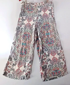 vintage paisley wide leg palazzo pants sz 10 retro boho Festival hippy coastal - Picture 1 of 11
