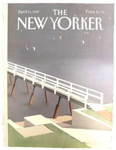 New Yorker magazine Cover Only April 13 1987 Gretchen Simpson Dock Buoys - Picture 1 of 5