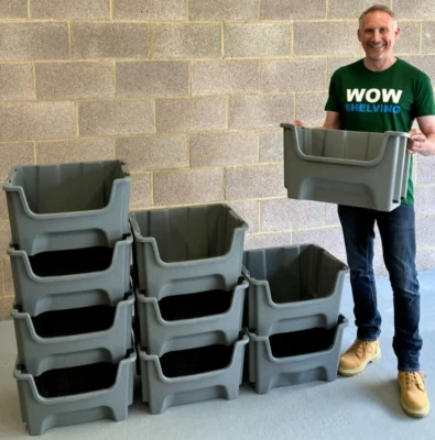 Plastic Order Picking Parts Storage Bins Boxes With Scooped Front Stack & Nest - Image 1 of 4