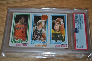 1980 TOPPS basketball LARRY BIRD scott MAY jack SIKMA scoring leader PSA 7 NM rc - Picture 1 of 4