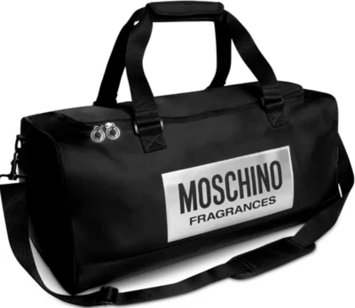 Moschino black silver duffle shoulder bag overnight gym weekender travel carryon - Image 1 of 3