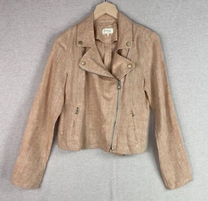 Lou & Grey Womens 100% Linen Motorcycle Jacket Size S Lightweight Boho Festival - Picture 1 of 9