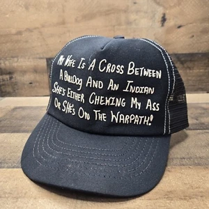 Vintage lustige Truckermütze Druckknopflasche Netzkappe Neuheit Zitat Frau Ehemann Humor - Bild 1 von 10