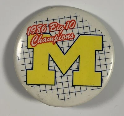 WOLVERINES Michigan 1986 BIG 10 CHAMPIONS Vintage PIN Jim Harbaugh NCAA Football - Image 1 of 2